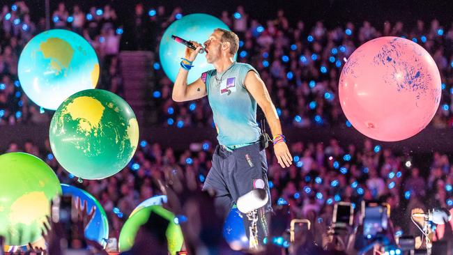 Coldplay perform at Marvel Stadium. Picture: Jake Nowakowski