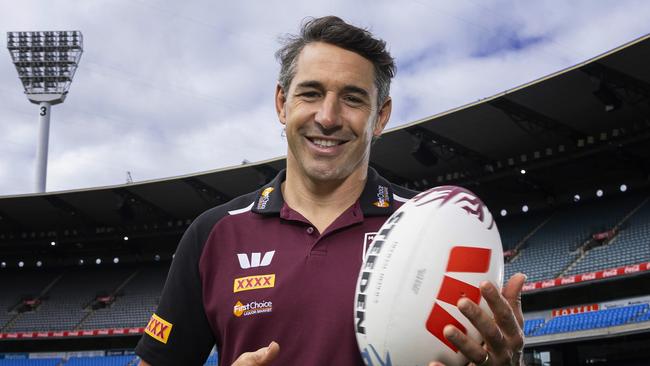 MELBOURNE, AUSTRALIA - APRIL 16: QLD Maroons head coach Billy Slater poses for a photograph during the 2024 State of Origin Series Launch at Melbourne Cricket Ground on April 16, 2024 in Melbourne, Australia. (Photo by Daniel Pockett/Getty Images)