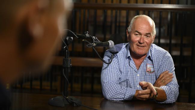 McKay is interviewed by Merrick Watts for the Police Tape podcast. Picture: Darren Leigh Roberts