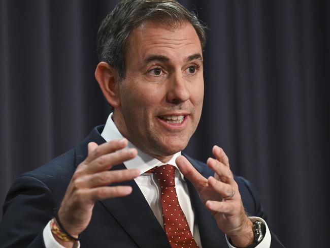 CANBERRA, Australia - NewsWire Photos - October 29, 2024: Federal Treasurer Jim Chalmers holds a press conference on the results of the Covid inquiry at Parliament House in Canberra. Picture: NewsWire / Martin Ollman