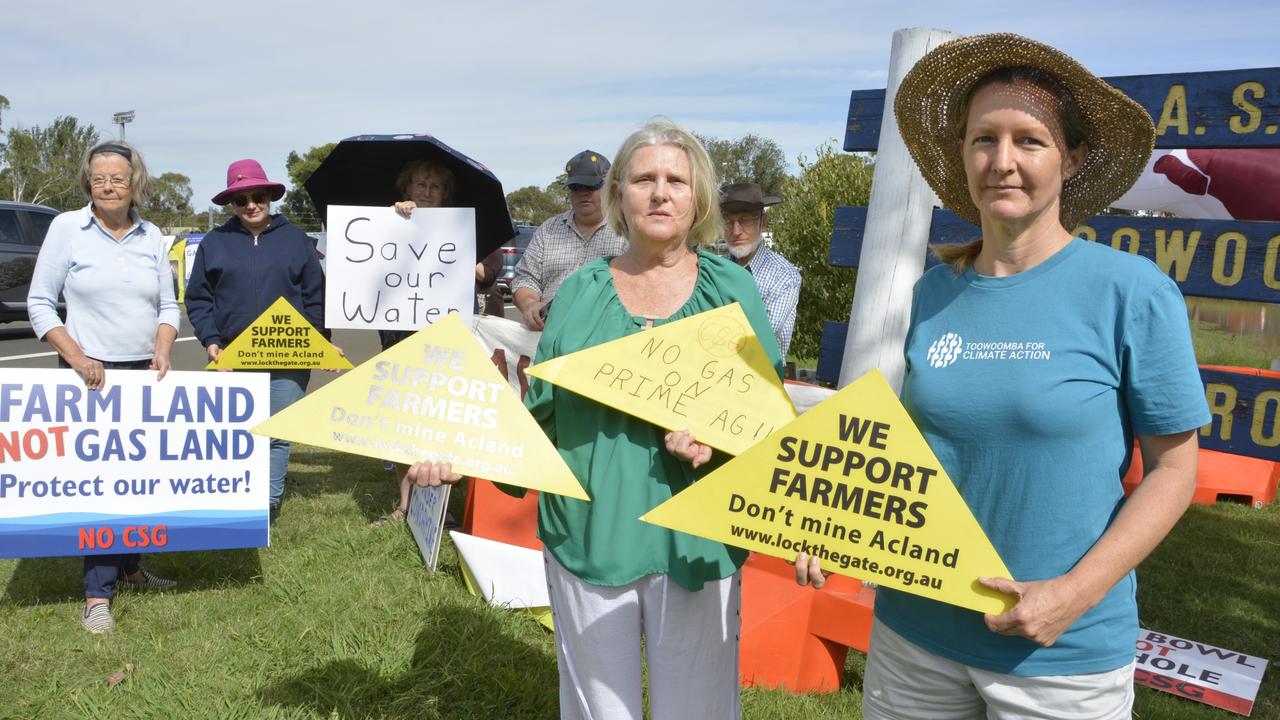 Vowing to challenge the expanding New Acland Coal mine's water licence in the Land Court are (from left) Gayle Pendler and Kushla Gale.