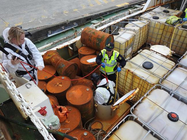 Australian Border Force officers aboard the vessel.