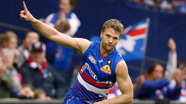 Bulldogs forward Jake Stringer booted five goals in the win over St Kilda. Picture: Getty Images