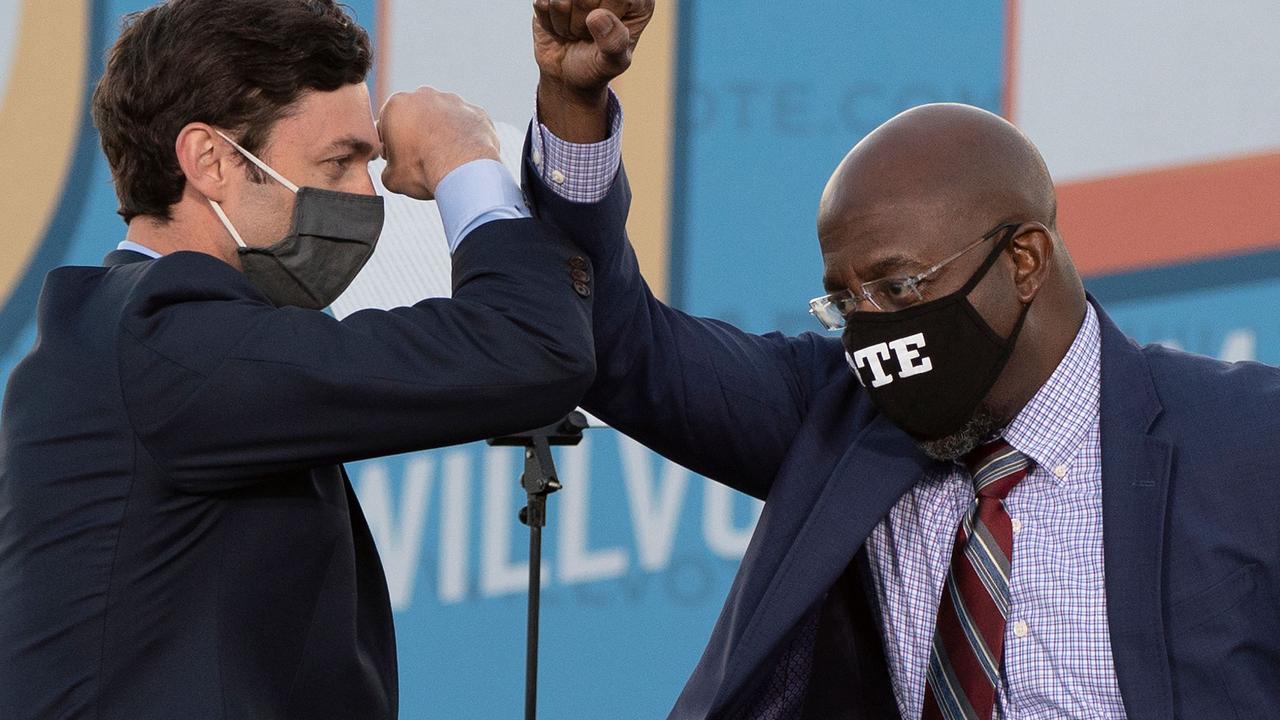 Democrats Jon Ossoff and Raphael Warnock. Picture: Jim Watson/AFP