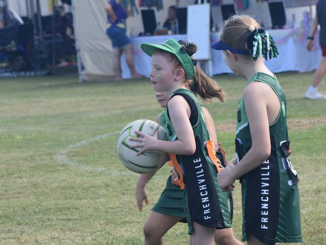 Action from Rockhampton Netball's annual Sullivan's Carnival at Jardine Park, Rockhampton, on May 24, 2025.