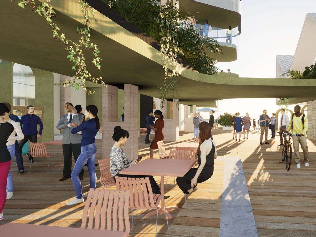 A view looking east along the boardwalk and proposed recreation deck. Source: Wilson Architects.