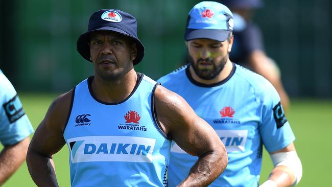 Kurtley Beale and Adam Ashley-Cooper (right) at training. Picture: AAP