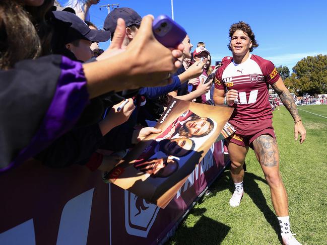 Reece Walsh was the star of the show as the Queensland Origin team hold a training session and fan day at Toowoomba ahead of game 2 in Melbourne. Pics Adam Head