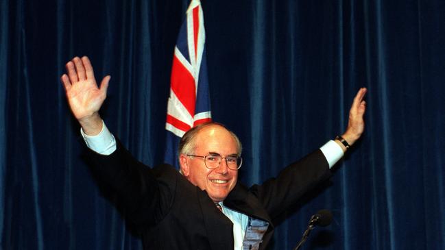 Howard after his 1996 election victory. Picture: Kylie Melinda Smith/Fairfax