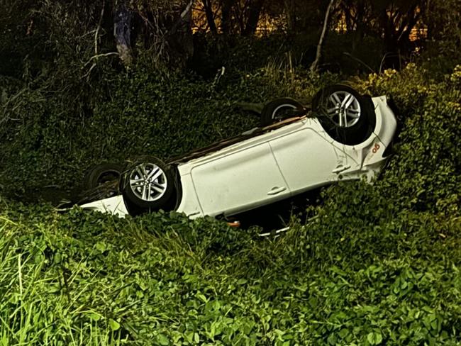 Toyota Corolla rolled and allegedly abandoned near Upper Coomera. Picture: Supplied.