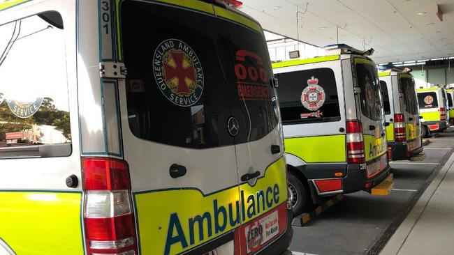 Ambulances parked at the Gold Coast University Hospital — the Coast needs more back-up in health services.