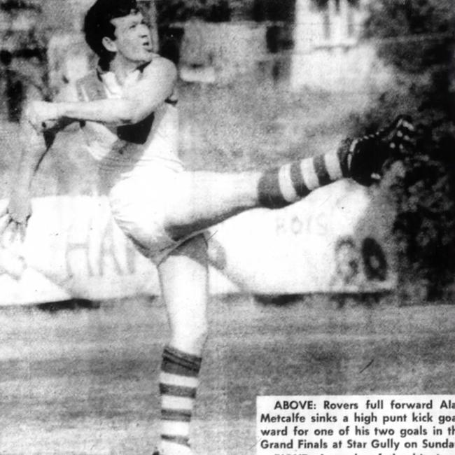 Alan inflated his AFL career to improve his self-image. Alan as a young man playing AFL.