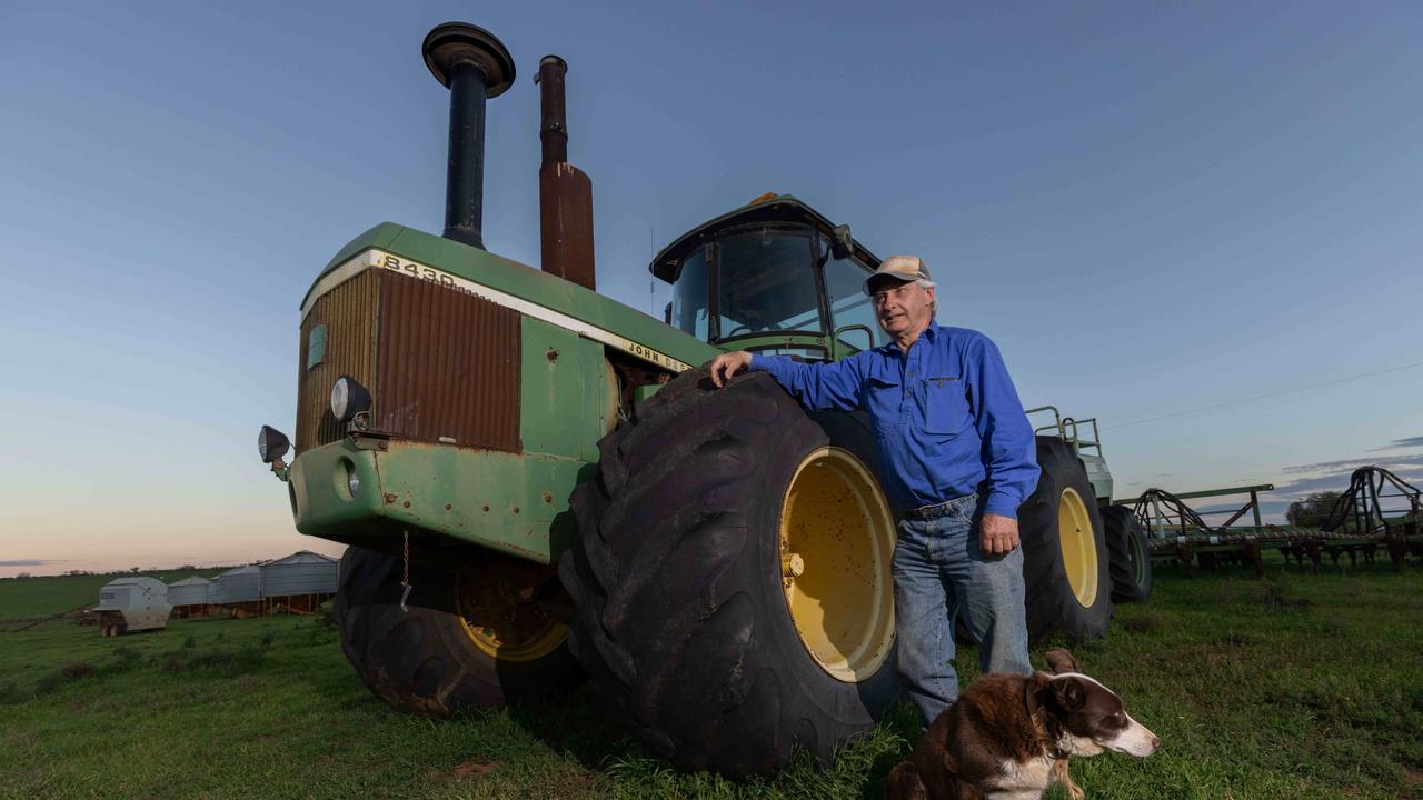 Rural Aid Farmer, Richie Paynter’s next to the tractor on his property in Quorn in South Australia. . Picture: Ben Clark