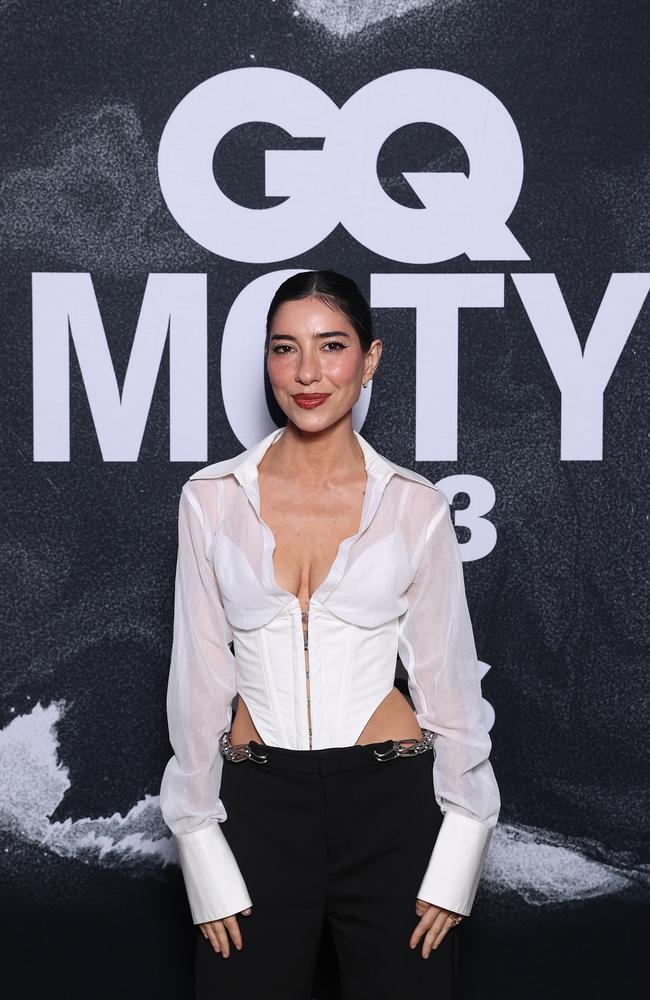 Jessica Origliasso showed off her body in an intricate white corset. Photo by Brendon Thorne/Getty Images for GQ Australia.