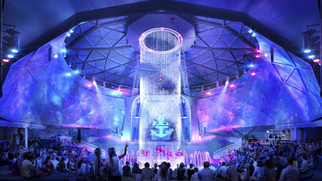 An interior dome with a waterfall will allow for gorgeous shows. Picture: Royal Caribbean