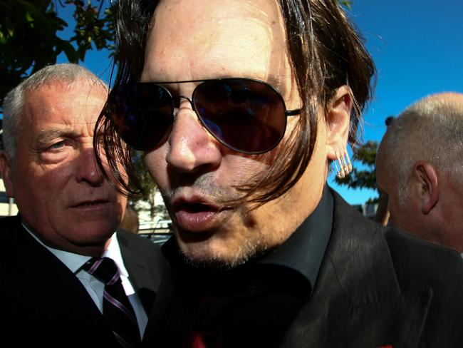 Johnny Depp arrives at a court on the Gold Coast on April 18. Picture: AFP/Patrick Hamilton