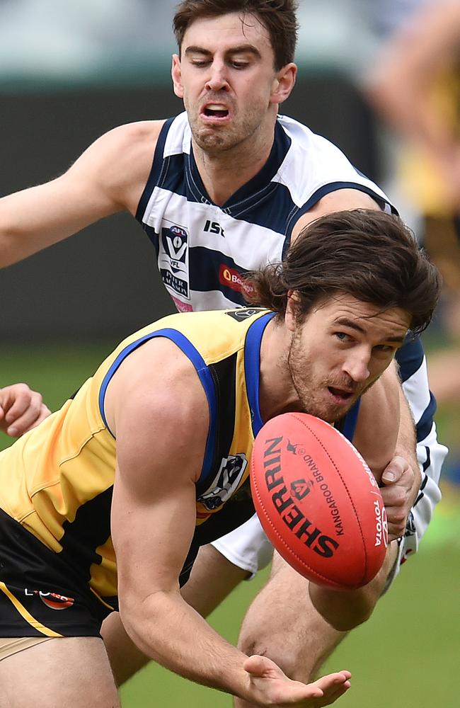 Tom Simpkin will join Colac again after a horror run with injury. Picture: NIGEL HALLETT