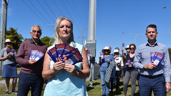 Sunshine Coast councillor Joe Natoli, Mass Transit Action Group founder Tracey Goodwin-McDonald and Kawana MP Jarrod Bleijie want more consultation on the mass transit plan.