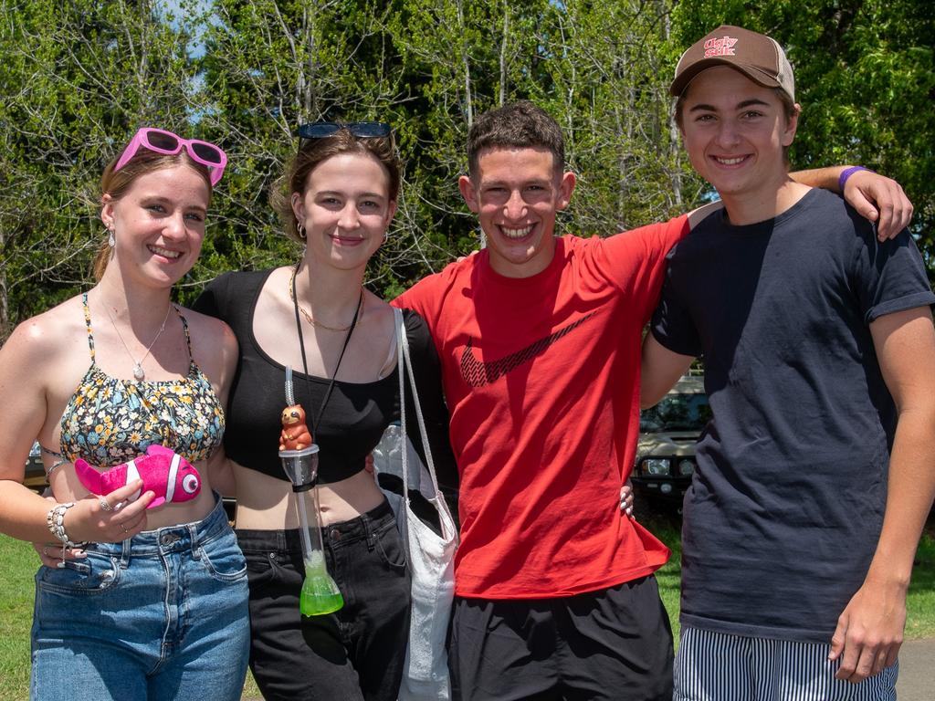 Kyogle locals Blossom, Ella, Iddo and Lachie at the Kyogle Show, itching to see the Demolition Derby. Picture: Cath Piltz