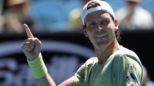 Tomas Berdych after beating Fabio Fognini. Picture: AP