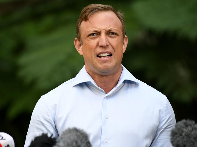 BRISBANE, AUSTRALIA - NewsWire Photos - MARCH 31, 2021.Queensland Deputy Premier Steven Miles speaks during a press conference to provide a Covid update at Parliament House. Brisbane has been placed in a  3-day lockdown due to a growing covid cluster.Picture: NCA NewsWire / Dan Peled