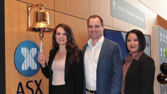 Judo Bank’s first three bankers rang the bell at the ASX in Sydney as trading commenced at 12.30pm on November 1.