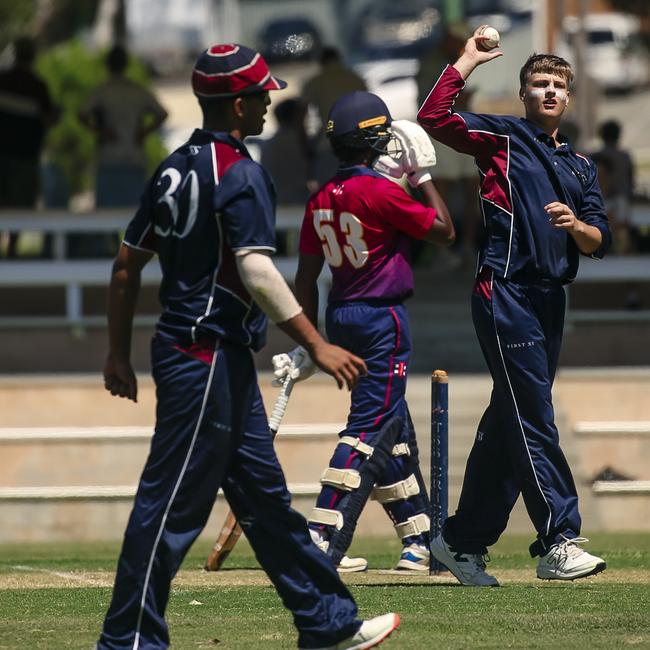 TSS Spinner Cameron Simffield as The Southport School v Brisbane State High School at The Southport School/Village Green. Picture: Glenn Campbell