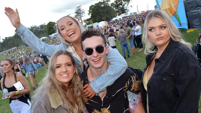 Jessica Allen, Clare Torrens, Elliot Carey and Charli O'Connor at the Big Pineapple Music Festival in 2019.