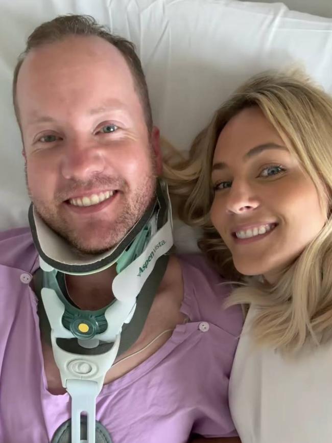 Kendall Gilding reveals her husband's terrifying beach accident. Picture: Kendall Gilding/Instagram