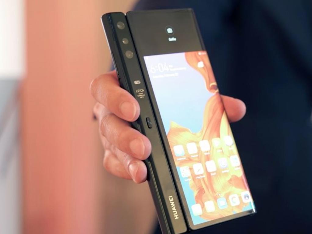 Huawei foldable phone on show in Barcelona.