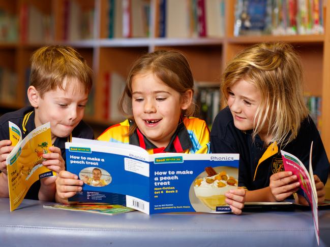 Paxton Adams 6, Zara Ellery 7 and Lenny Margan 7, Kilkenny P.S. Year 1 students. Picture Matt Turner.