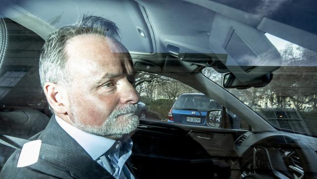 David O'Byrne leaving Parliament in Hobart. Picture Eddie Safarik