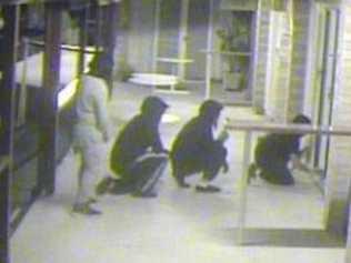 Four men force their way into the Tin Can Bay Bowls Club in the early hours of Tuesday August 16. Picture: Contributed