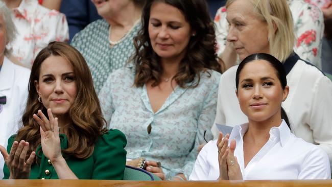 Kate and Meghan at Wimbledon in July 2019. Picture: Ben Curtis/AFP