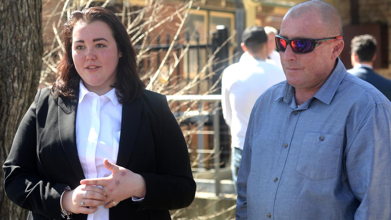 Bradley Victory and daughter Casey leave Picton Court on Wednesday after one charge was dropped against him. Picture: Jeremy Piper