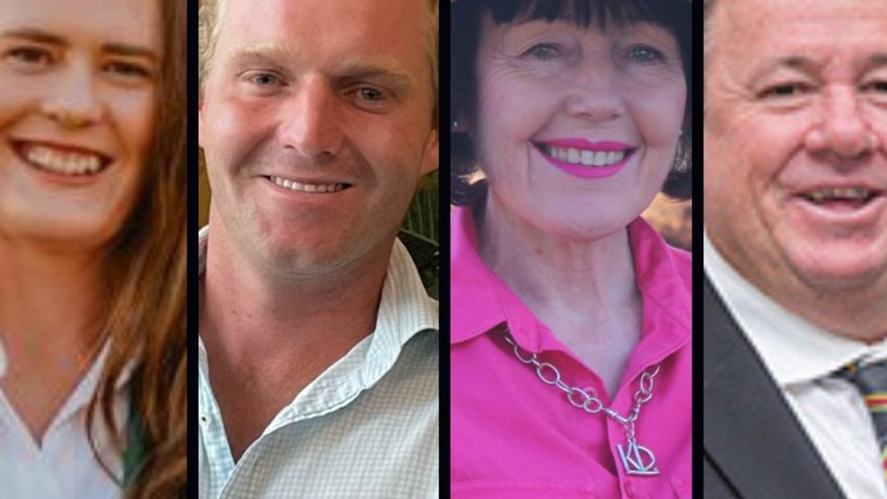 Mayoral candidates for the South Burnett Council election 2024 (from left) Kirstie Schumacher, Tom Wilson, Kathy Duff and Gavin Jones.