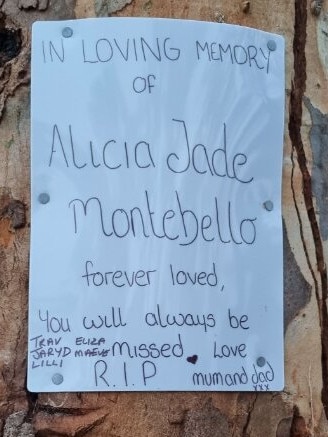 Part of the tribute to Alice Montebello at Bochara, which has been destroyed. Picture: Facebook/Hamilton Victoria’s Community Group