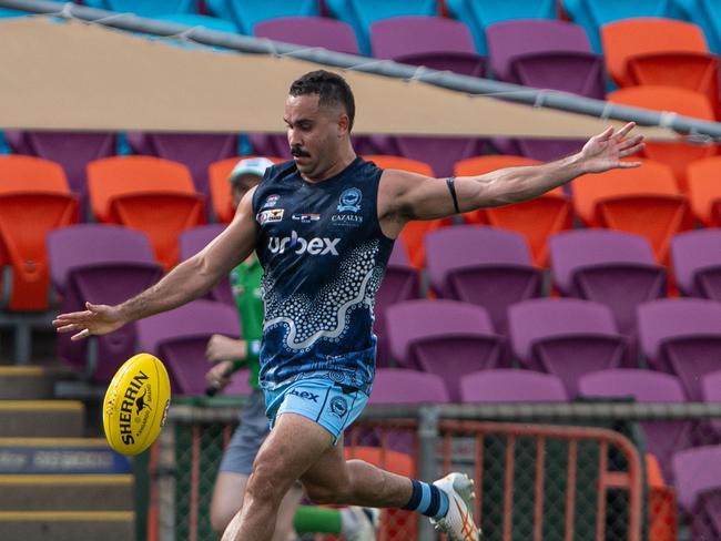 Jarrod Stokes as the Darwin Buffaloes took on the Palmerston Magpies in Round 14 of the 2023-24 NTFL season. Picture: Pema Tamang Pakhrin