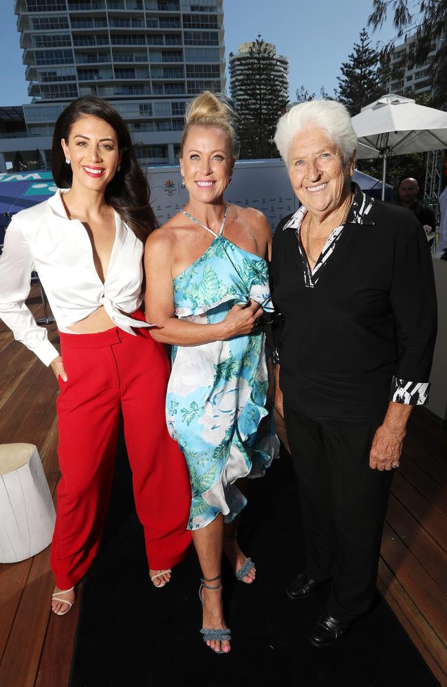 Stephanie Rice, Lisa Curry and Dawn Fraser gather at Longines Records Club for the Women in Sport lunch. Picture: Nigel Hallett