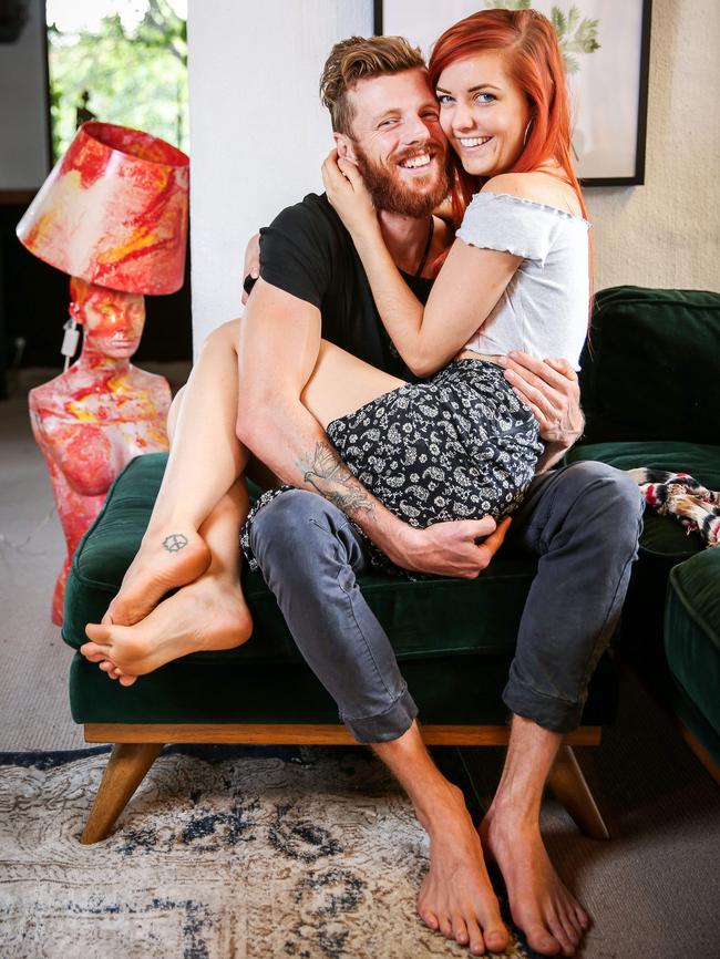 Danny Hansen and Victoria Smith live a polyamorous lifestyle, while being devoted to each other. Picture: Nicole Cleary