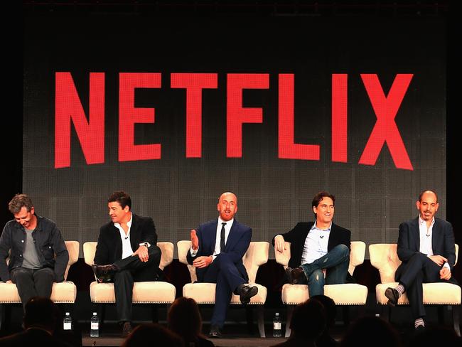 PASADENA, CA - JANUARY 07: (L-R) Sam Shepard, Ben Mendelsohn, Kyle Crawford, Todd A. Kessler, Daniel Zelman, Glenn Kessler, Sissy Spacek, Linda Cardellini and Norbert Leo Butz speak onstage about Bloodline during the Netflix TCA Press Tour at Langham Hotel on January 7, 2015 in Pasadena, California. (Photo by Mark Davis/Getty Images for Netflix)