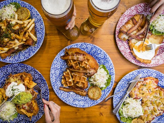 The Bavarian's loaded schnitzels take flavour combinations from around the world, from nachos to bacon and maple waffles.