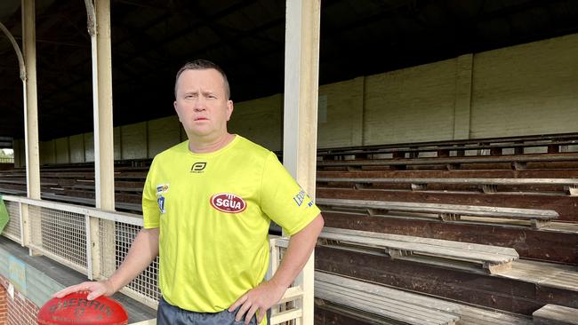 South Gippsland umpire Paul Carter says Mr Fogarty, who was attending the game as a parent, yelled: ‘you’re a disgrace, Carter. I’ll see you after the game’.