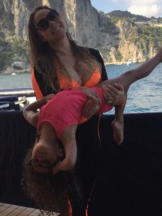 Mariah Carey and her children aboard James Packer's yacht near Capri, Italy. Picture: Instagram