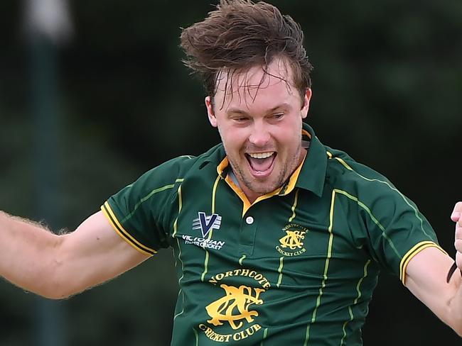 NorthcoteÃs Micahel Topp during the Premier Cricket: Carlton v Northcote match in Carlton North, Saturday, Jan. 30, 2021. Picture: Andy Brownbill