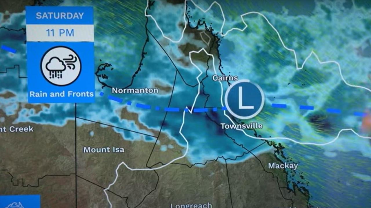 A tropical low and monsoon trough are bringing heavy rain to Queensland’s north. Pictures: BOM.