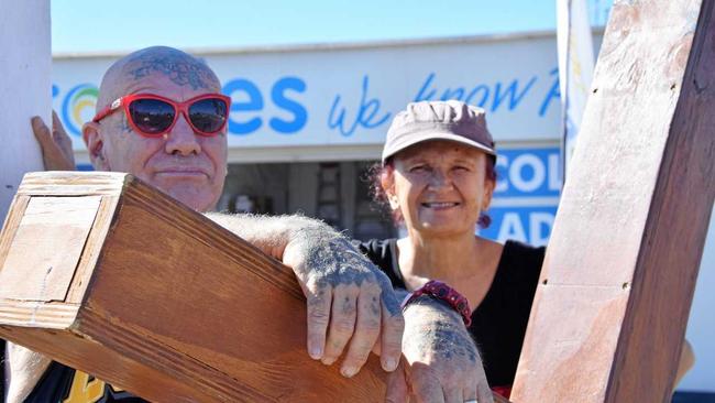 BEHIND EVERY GREAT MAN: Mad Dog Mudford with his support crew, his wife, D'Anne. Picture: Matt Collins