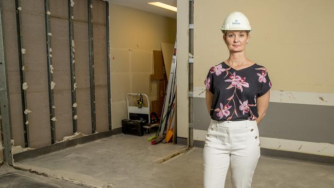 Hilton Surfers Paradise General Manager Fiona Pryde standing in the construction site. Picture: Jerad Williams