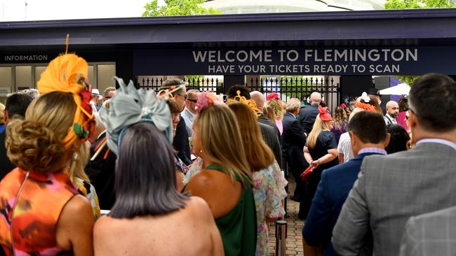 Punters line up waiting for the gates to open. Picture: Getty Images