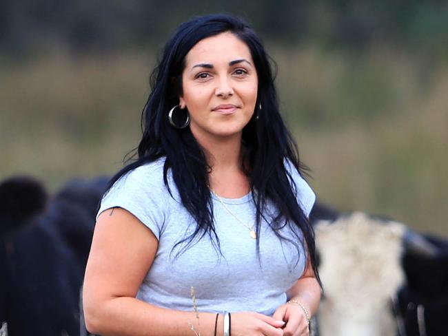 - 2/5/18 Farmer Emma Germano is managing director of her family mixed operation 'I Love Farms', pictured on her property near Mirboo North. Aaron Francis/The Australian